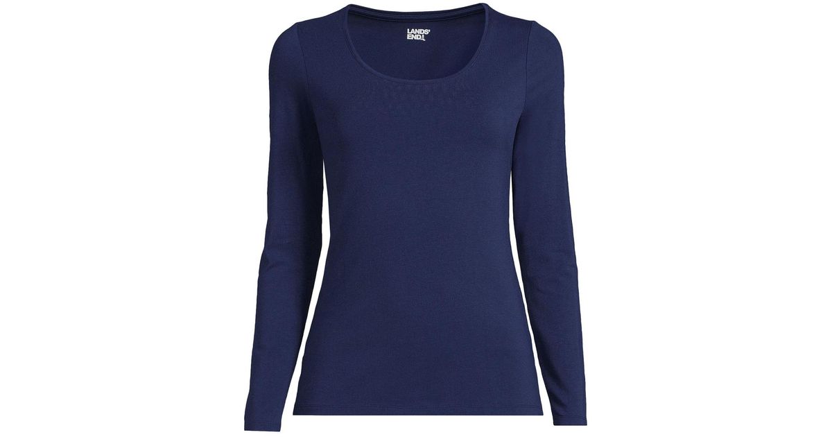 Lands' End Long Sleeve Lightweight Jersey Scoop Neck Tshirt in Blue Lyst
