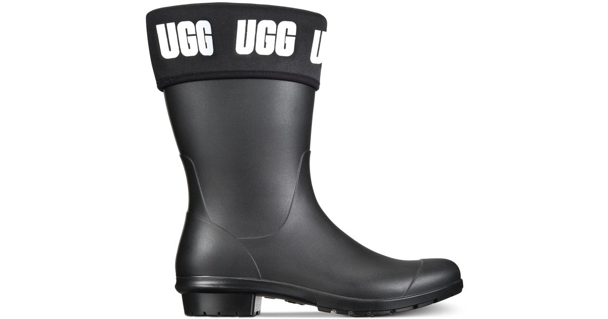 UGG Fur Sienna Matte Graphic Rain Boots in Black | Lyst