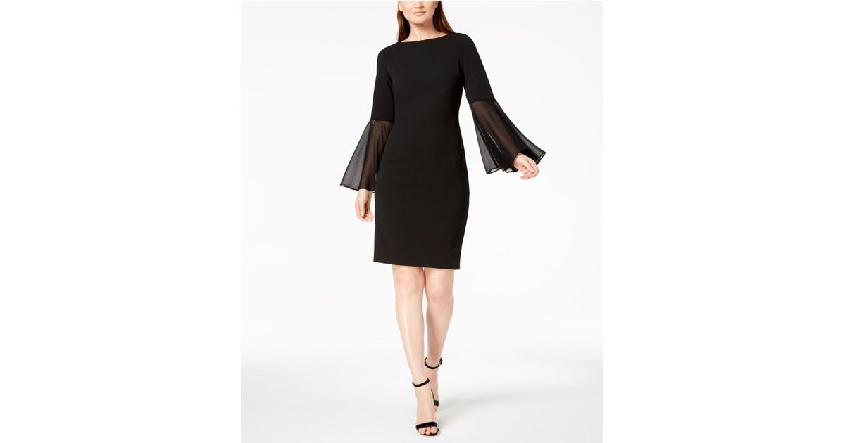 calvin klein black dress with bell sleeves