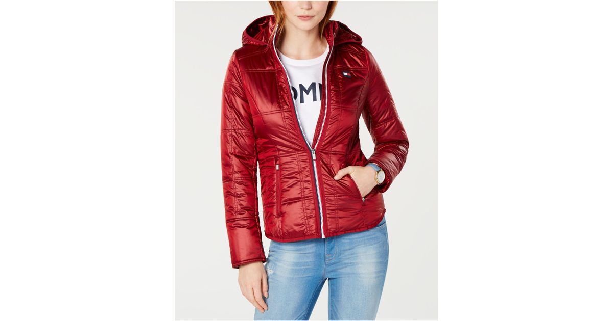 tommy hilfiger sport quilted hooded jacket