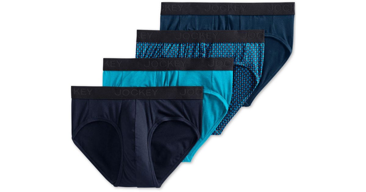 Jockey Flex 365 Cotton Stretch Brief 4 Pack in Blue for Men