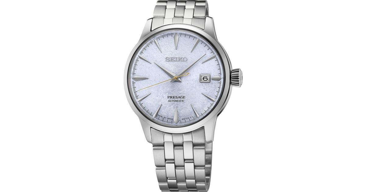Push Throw Light Box Seiko Presage Cocktail Time Silver-tone Stainless Steel Bracelet Watch ...
