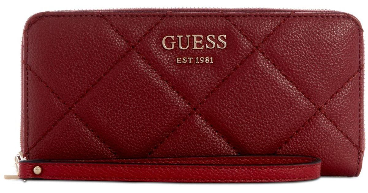 Guess Fantine Large Zip Around Quilted Wallet in Merlot (Red) Lyst