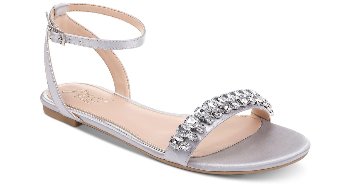 dalinda champagne satin rhinestone flat sandals