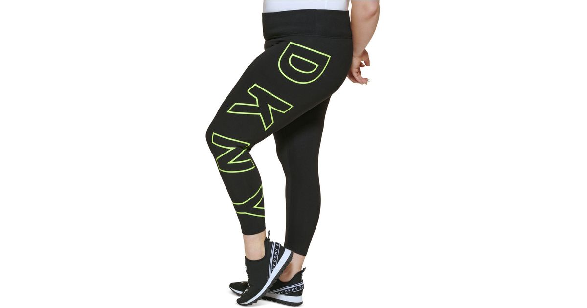 DKNY Cotton Sport Plus Size Highwaisted 7/8 Exploded Logo Leggings in