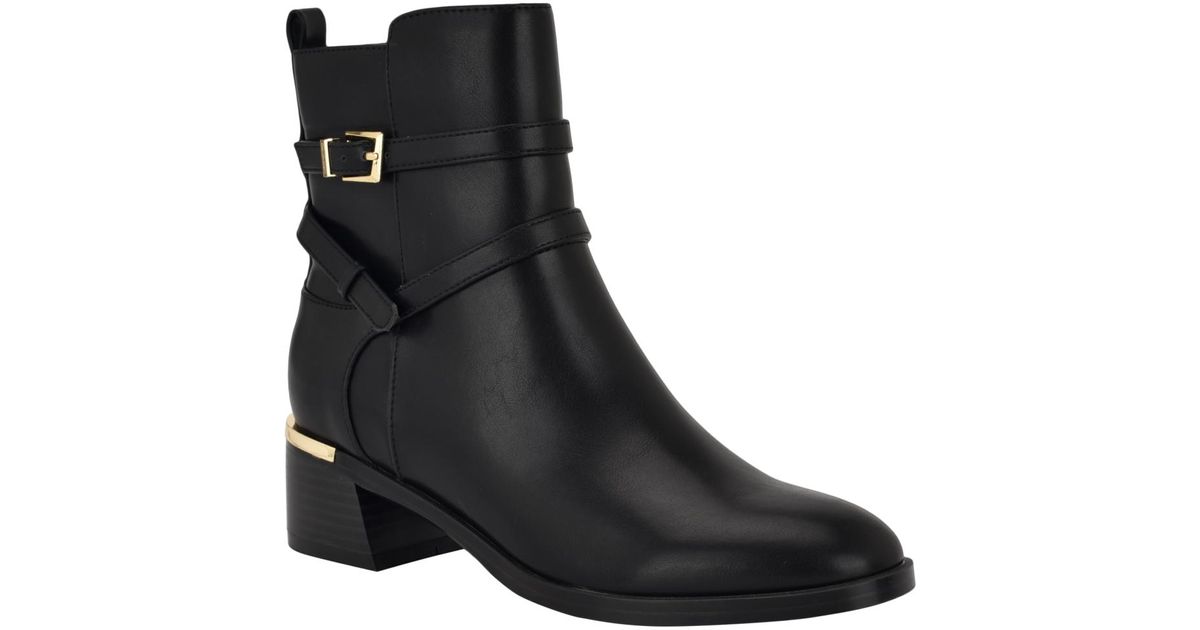 Calvin Klein Women's Izial Square Toe Bootie Black Size 7 M