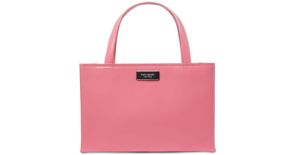 Kate spade sam icon spazzolato leather small tote in pink lyst