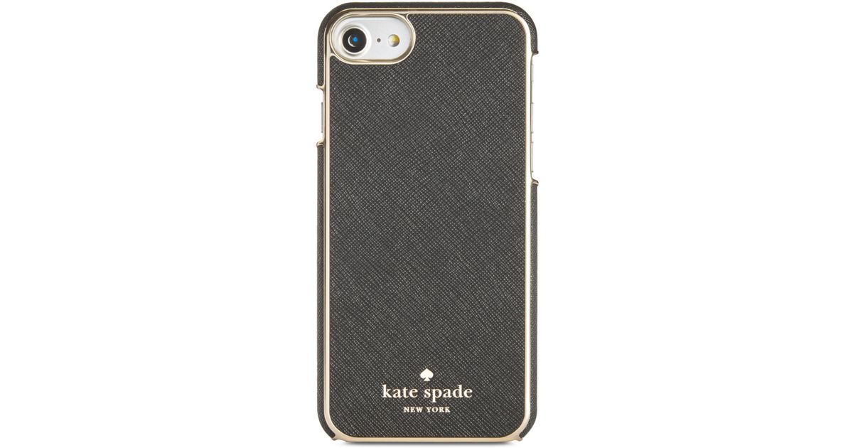 Kate Spade Leather Inlay Iphone 7 Case In Black Lyst Kate Spade Leather Inlay Iphone 7 Case In Black Lyst