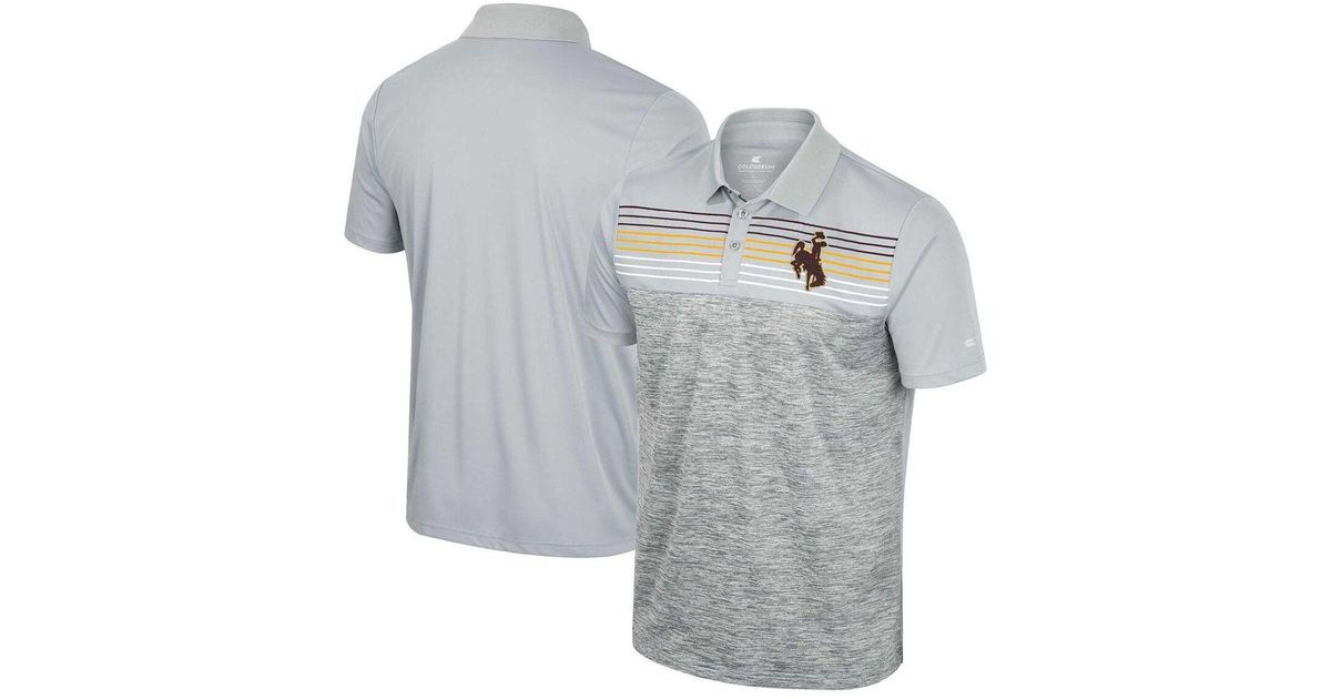 Colosseum Athletics Gray Wyoming Cowboys Cybernetic Polo Shirt for Men ...