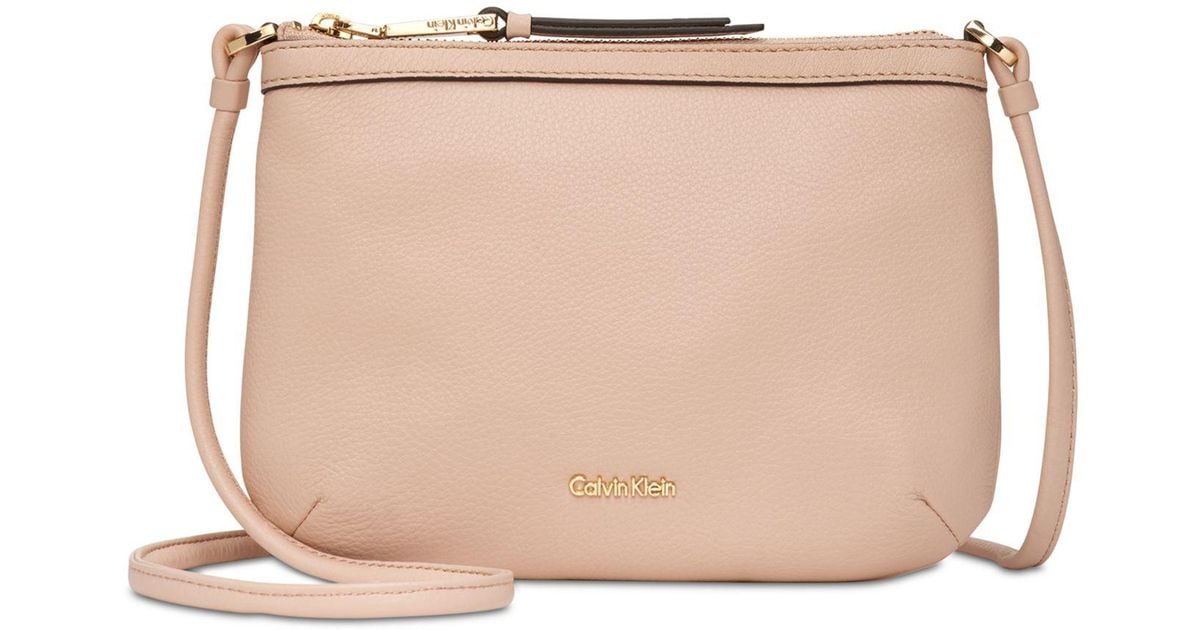 calvin klein carrie pebble leather crossbody