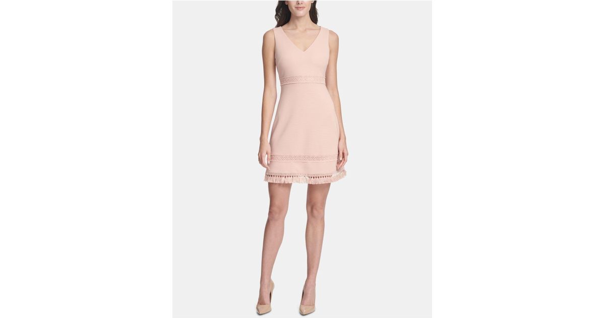 kensie Womens Fringed A-Line Midi Dress