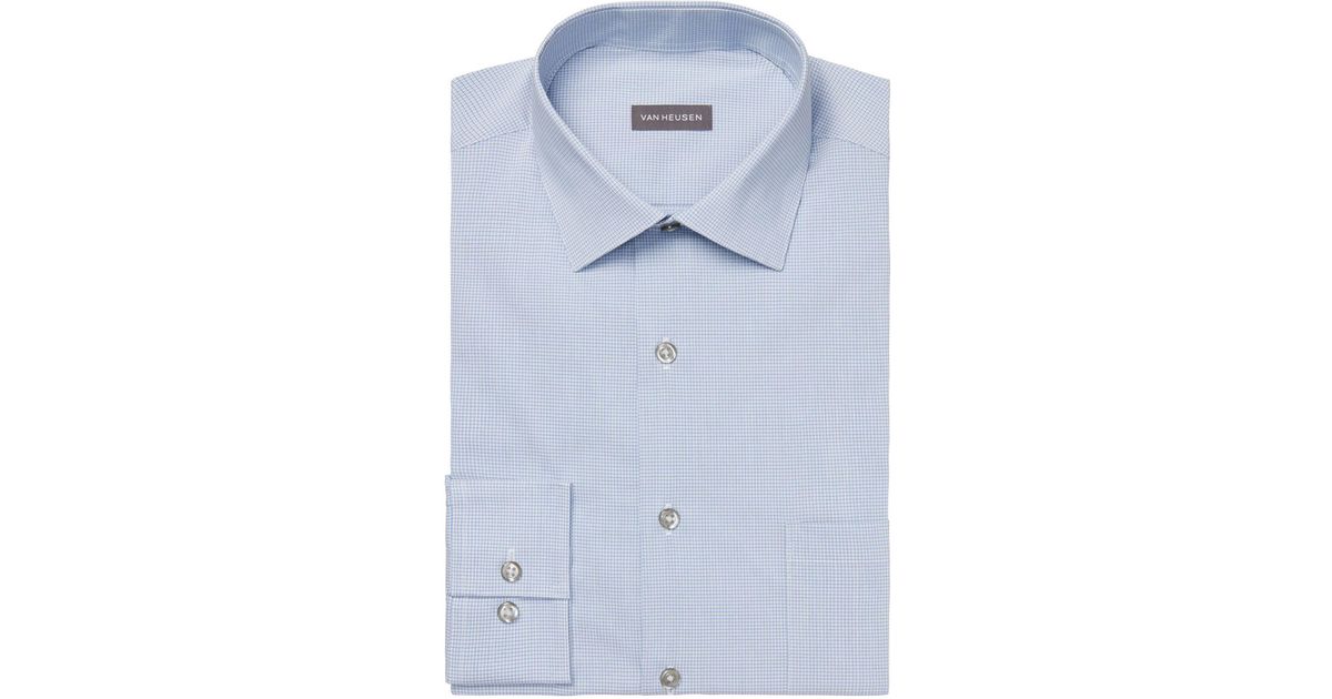 Van Heusen Cotton Stain Shield Regular Fit Stretch Dress Shirt in Blue