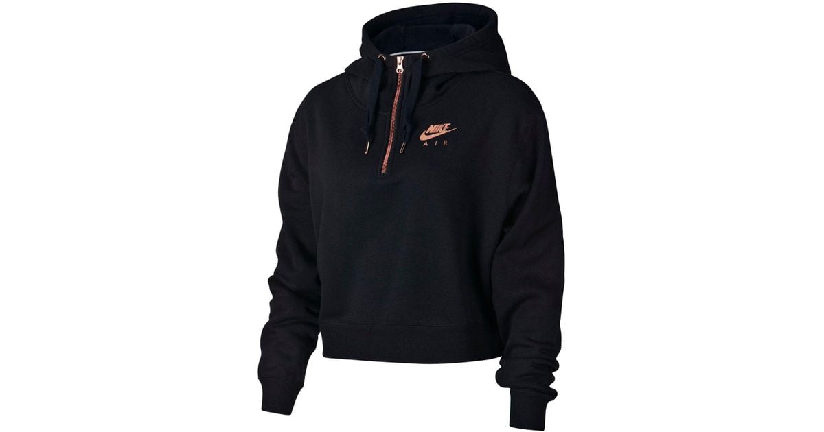 Nike Sportswear Fleece Metallic-logo Half-zip Hoodie in Black - Lyst