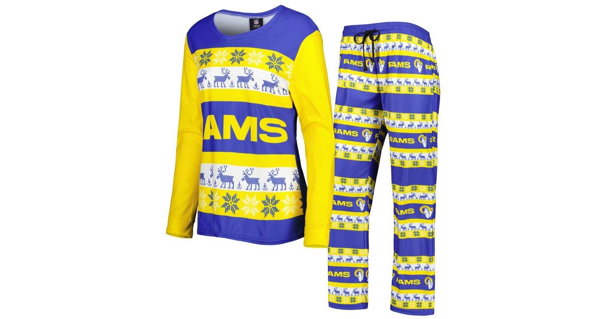 FOCO Los Angeles Rams Holiday Ugly Pajama Set in Blue | Lyst
