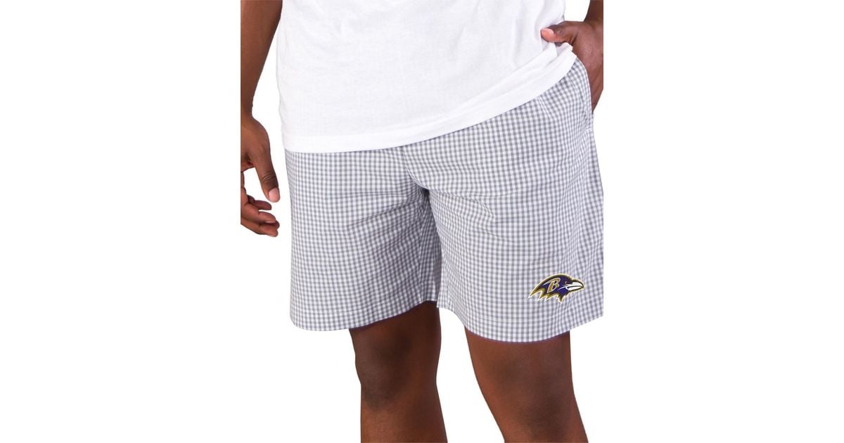 Baltimore Racesn Concepts Sport Gray/white Baltimore Ravens Tradition Woven Jam Shorts ...