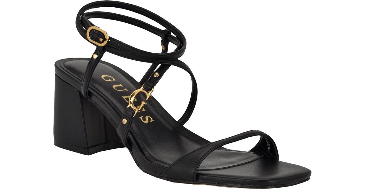 Guess Galeon Strappy Block Heel Sandals in Black Lyst