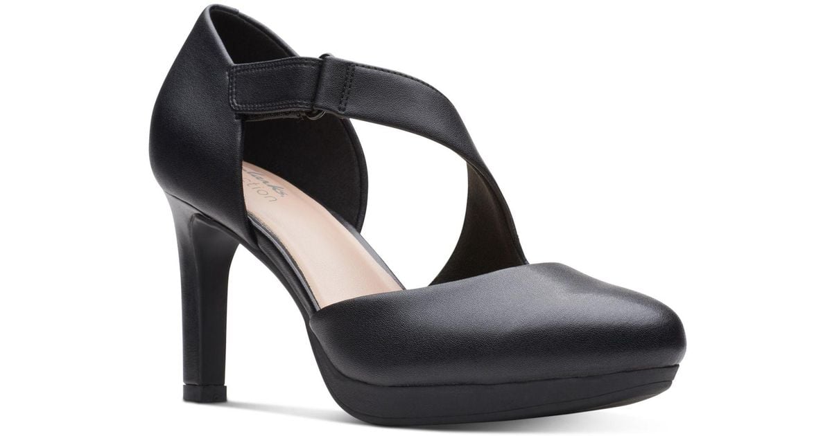 Clarks Leather Ambyr Glow Asymmetrical Comfort Pumps in Black Lyst