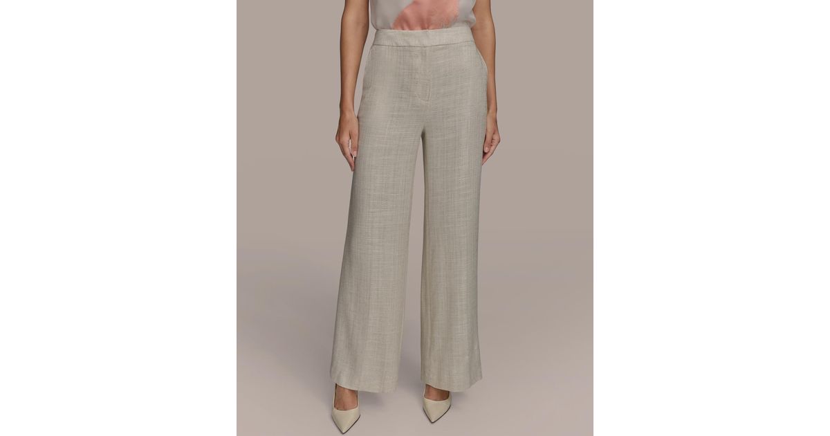 Donna Karan Linen-blend Wide-leg Pants | Lyst