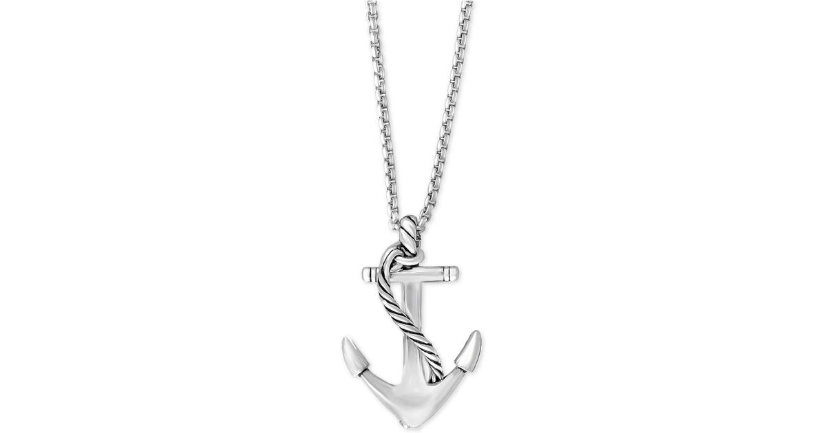 Effy Men's Anchor Pendant Necklace In Sterling Silver in Metallic Lyst