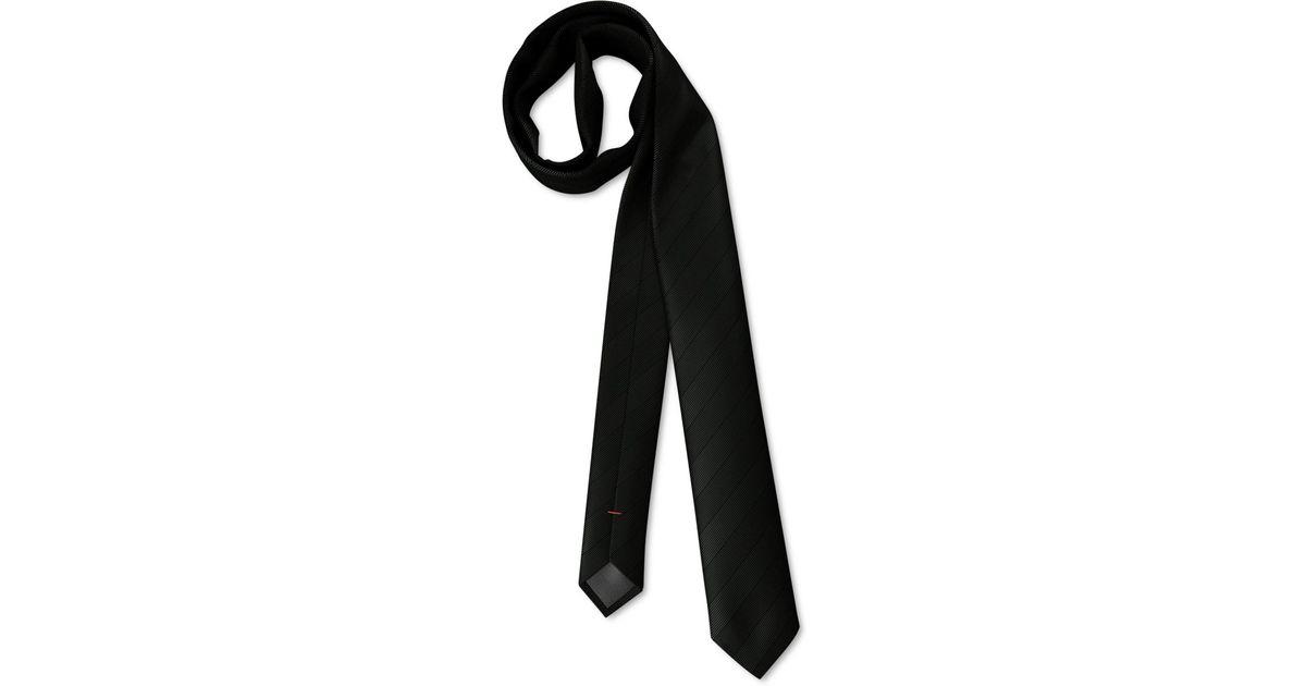 HUGO Black Jacquard Stripes Tie for Men | Lyst