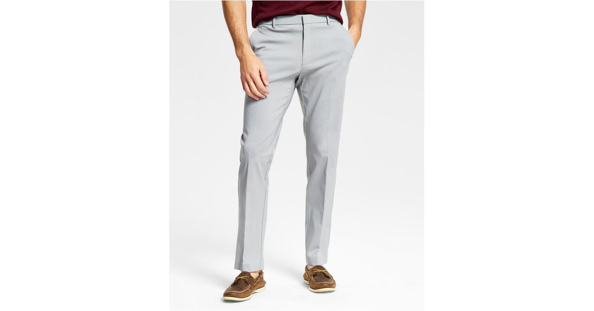 Tommy Hilfiger Synthetic Modern-fit Th Flex Stretch Comfort Solid  Performance Pants in Light Grey (Gray) for Men - Lyst