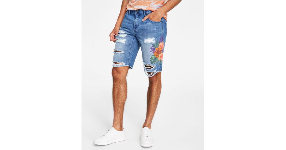 Inc International Concepts Ripped Denim Shorts Created For Macys In Blue For Men Lyst