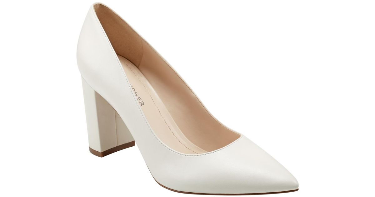 Marc Fisher Viviene High Block Heel Pumps in White | Lyst