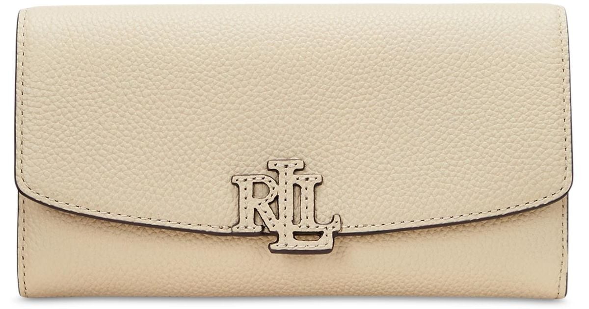 Ralph Lauren Pebbled Leather Cameryn Flap Wallet in Natural