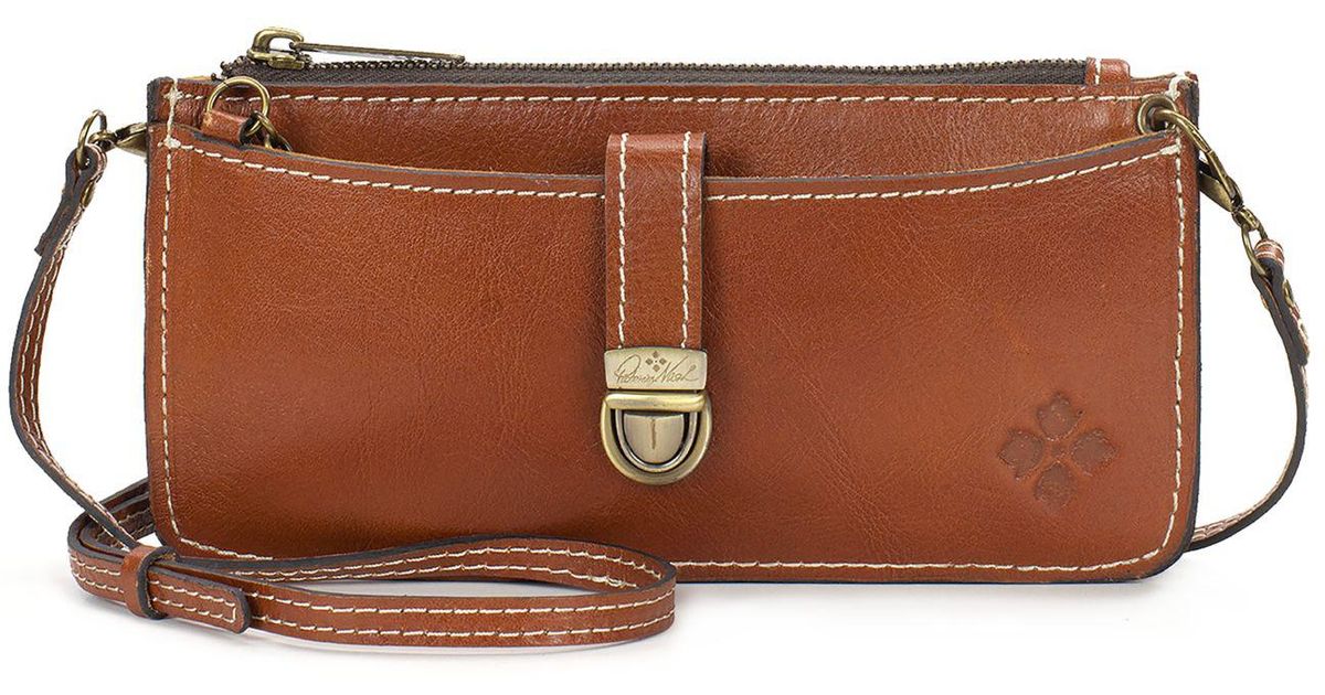 Patricia Nash Heritage Ziptop Organizer Small Crossbody Wallet in Tan