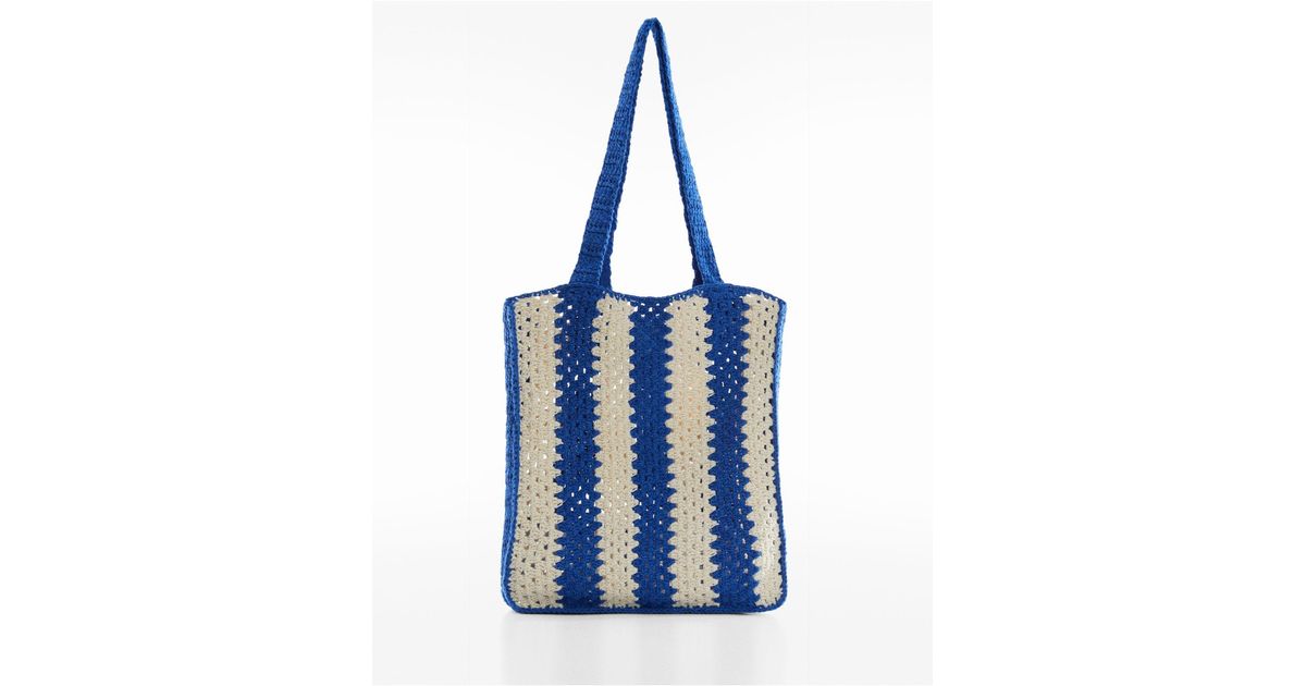 Mango Bucket Crochet Handbag in Blue Lyst