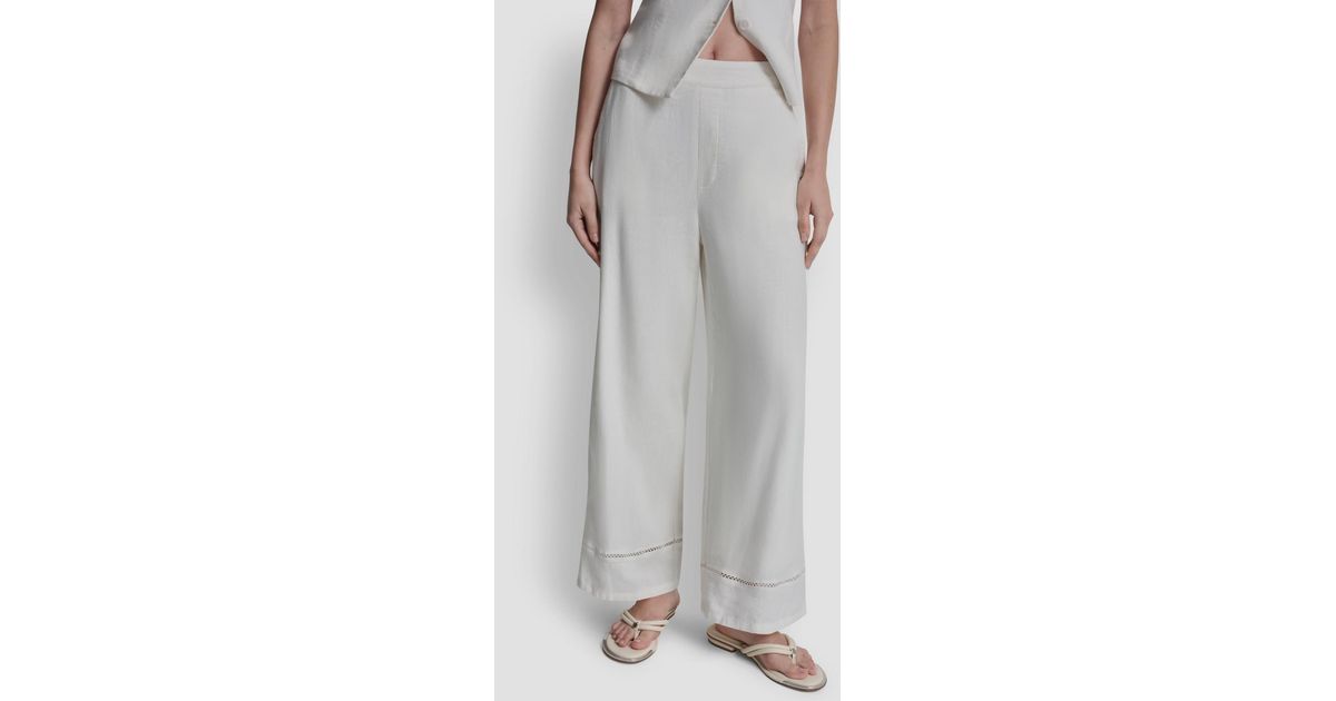DKNY Petite High Rise Pull-on Wide Leg Ankle Pants in Gray | Lyst