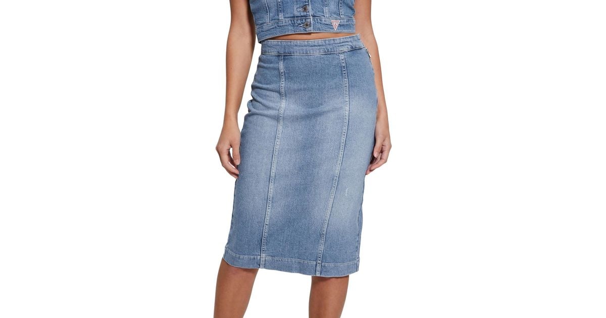 Guess denim pencil skirt discount