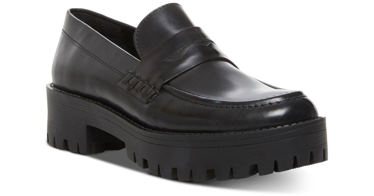 Steve Madden Crew Lug-sole Loafers in Black | Lyst