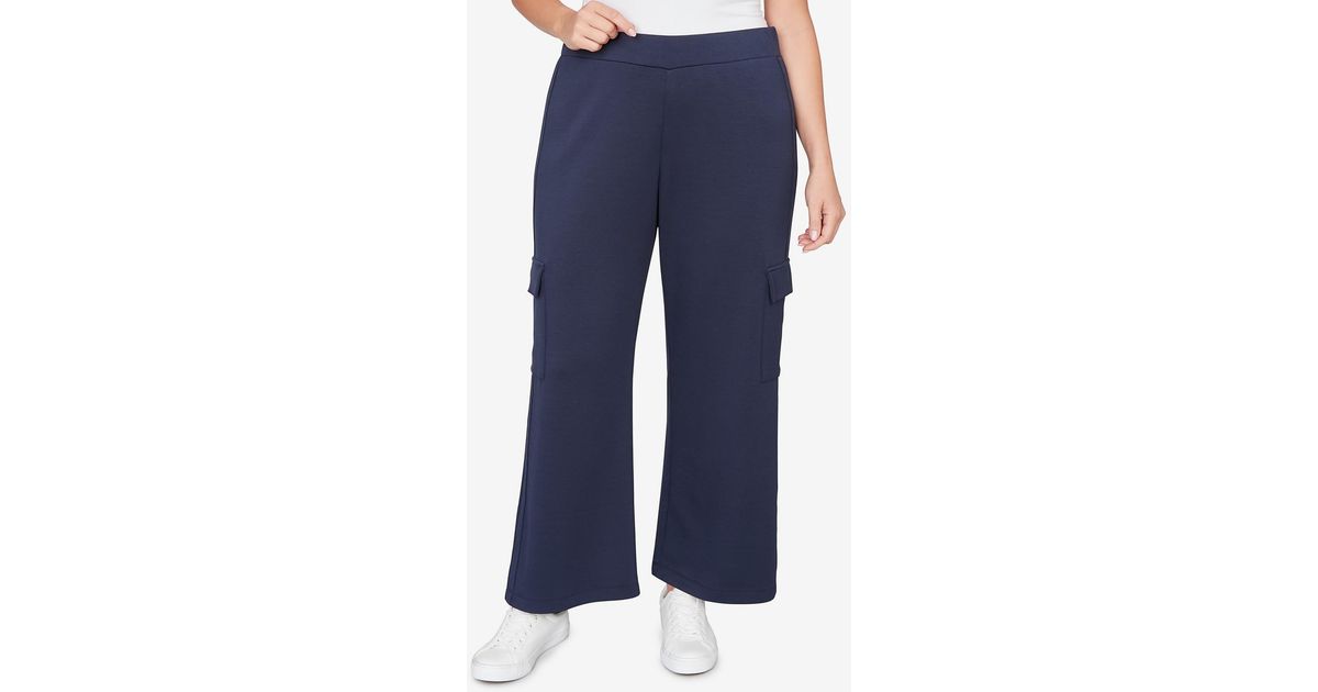 Ruby Rd Paris Ruby Rd. Plus Size Luxe Knit Cargo Ankle Pants in Blue | Lyst