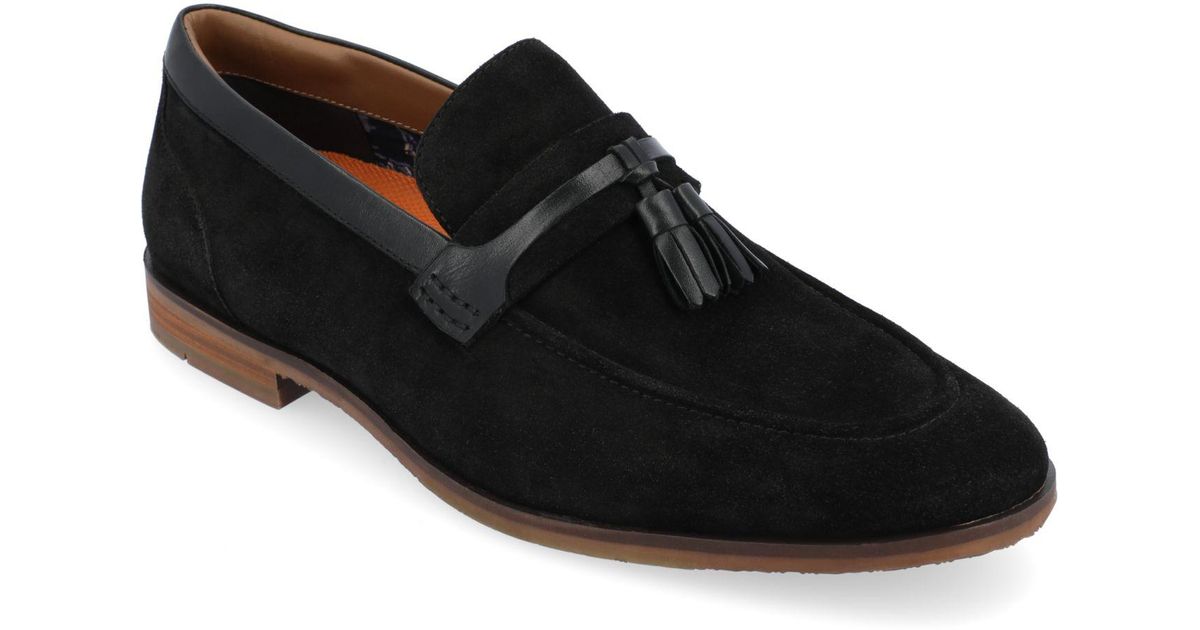 Thomas & Vine Hawthorn Apron Toe Tassel Loafer Dress Shoes in Black for
