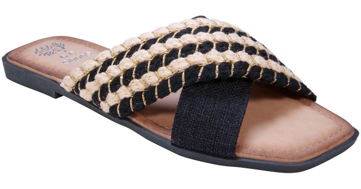 Gc Shoes Charita Flat Sandals in Black | Lyst