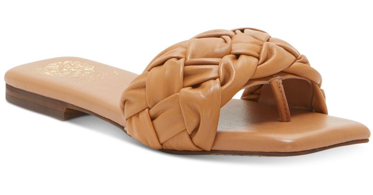 Vince Camuto | Shoes | Vince Camuto Thong Sandals Black Genuine Leather Basketweave Slide 
