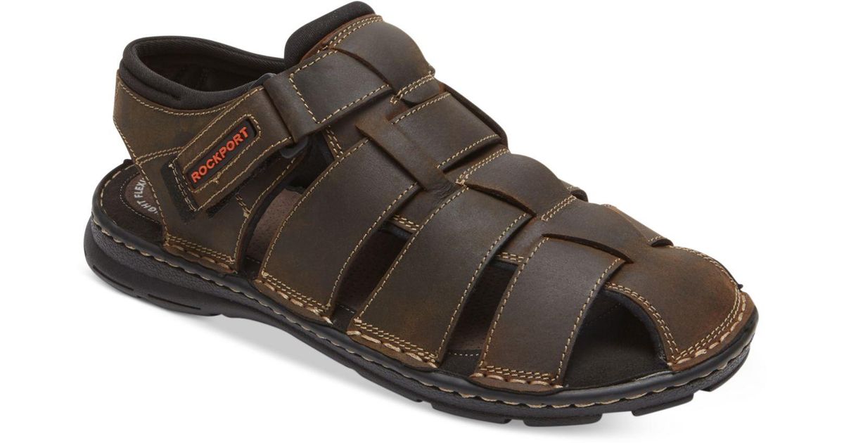 Rockport Sandals UK - Rockport Sandals For Men - Rockport Darwyn Quarter-Strap Sandals Brown