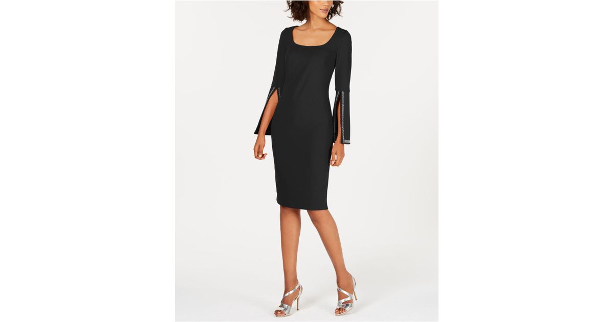 calvin klein black dress with bell sleeves
