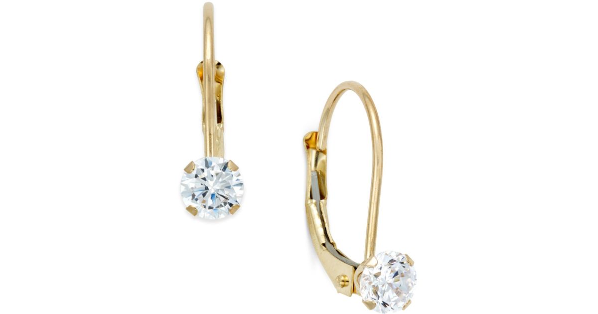 Macy's Cubic Zirconia Leverback Drop Earrings (1/2 Ct. T.w.) In 10k Gold in Yellow Gold