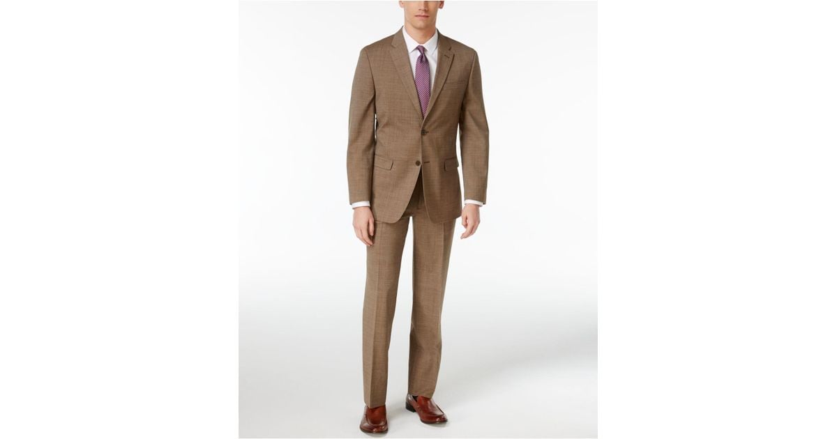 Tommy Hilfiger Wool Men's Slim-fit Stretch Performance Light Brown Pindot  Suit for Men - Lyst