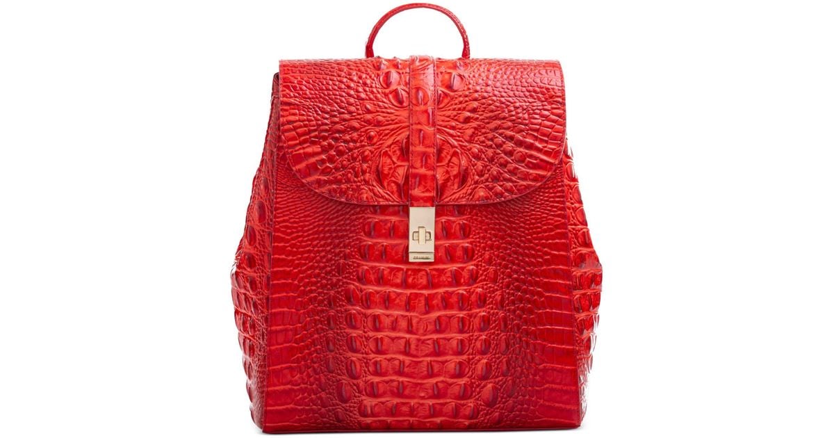 Brahmin Sadie Melbourne Embossed Leather Backpack in Red Lyst