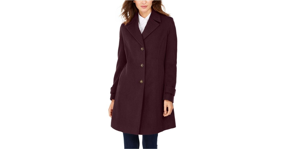 Calvin Klein Wool Single-breasted Walker Coat in Bordeaux (Purple) | Lyst