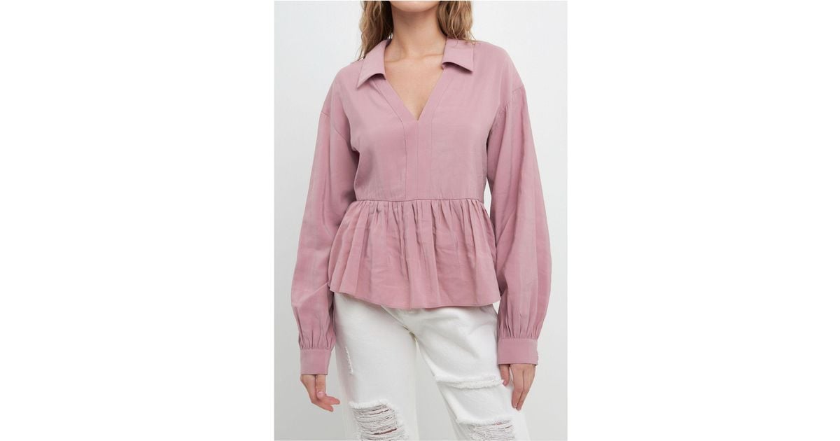 Free the Roses Puff Long Sleeve Top in Pink Lyst