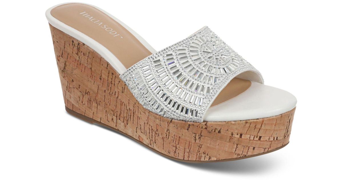 Thalia Sodi Jae Cork Platform Wedge Sandals, Created For Macy's in ...