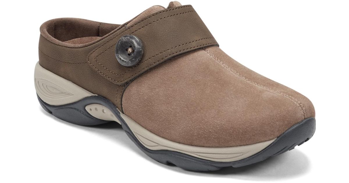 Easy Spirit Edline Button Strap Slip-on Mules in Brown | Lyst