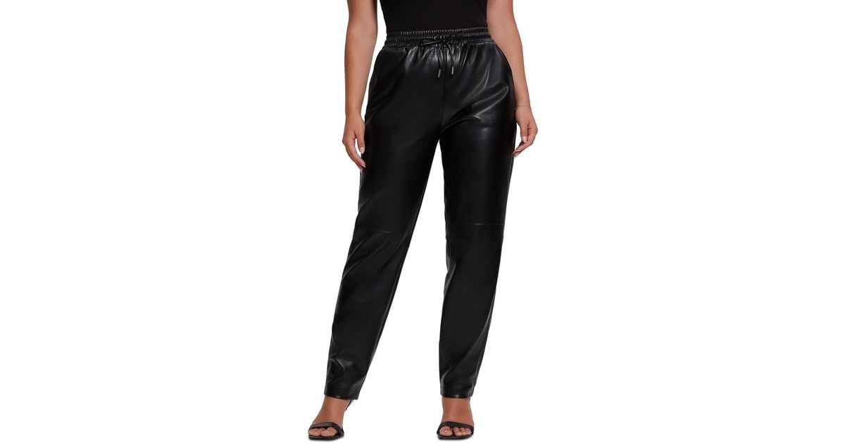 Guess Viola Faux-leather jogger Pants in Black | Lyst