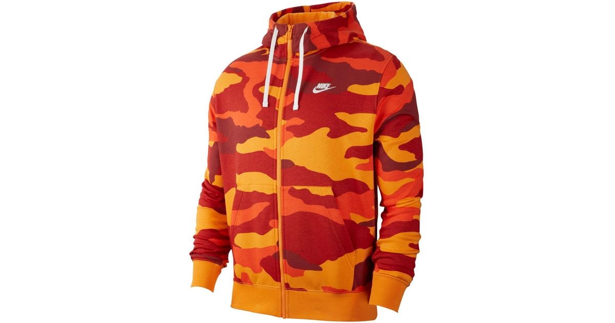 plot courtesy militia Nike Nsw Club Fleece Camo Full-zip Hoodie in Orange for Men | Lyst