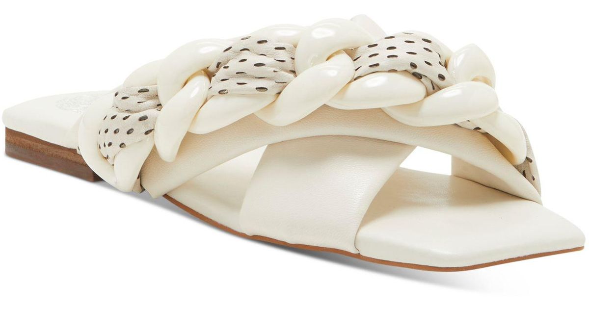 Vince Camuto Leather Azori Flat Sandals in White - Lyst
