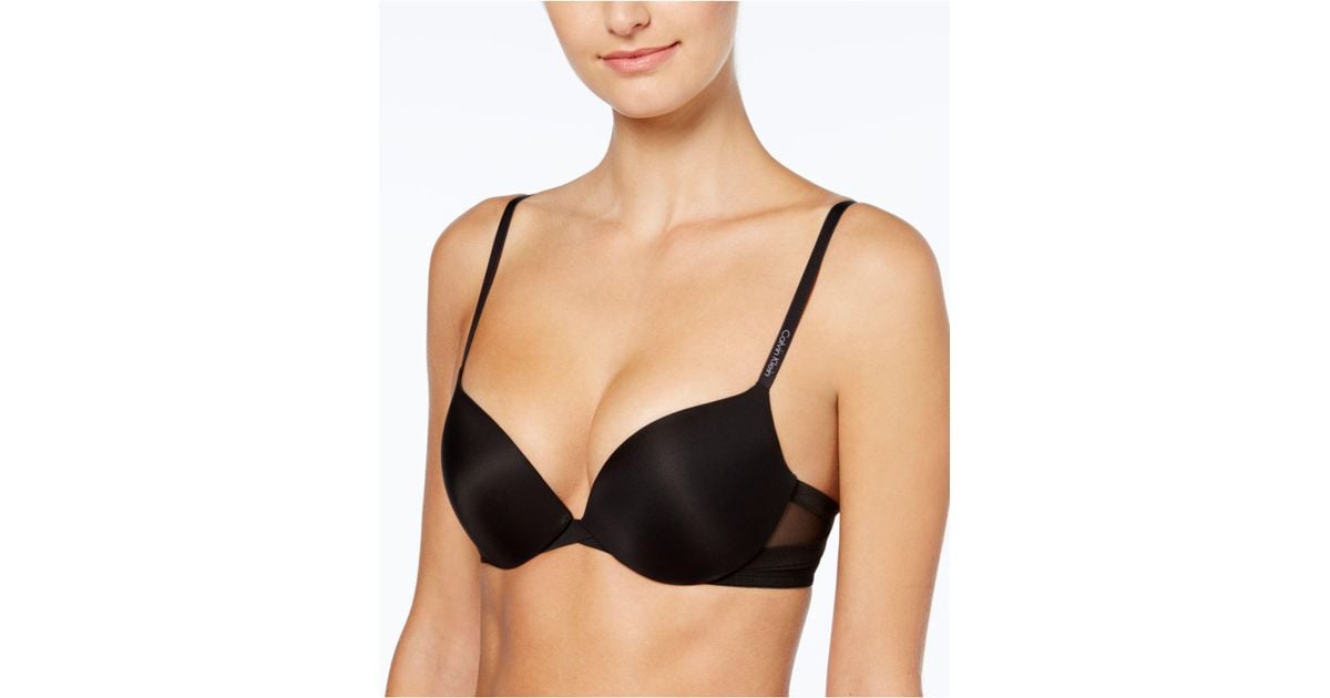Calvin Klein Synthetic Push-up Mesh-panel Bra Qf1832 in Black | Lyst